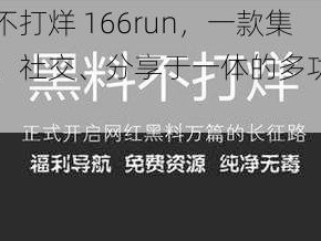 黑料不打烊 166run，一款集娱乐、社交、分享于一体的多功能平台