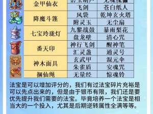 关于梦幻西游手游新版本法宝改动细节的全面解析