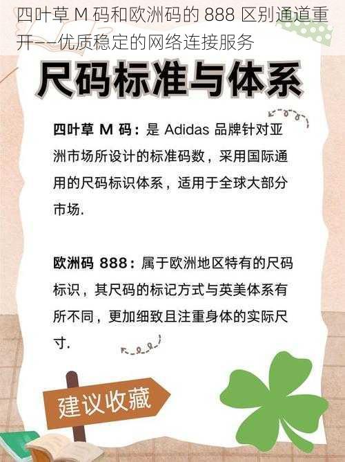 四叶草 M 码和欧洲码的 888 区别通道重开——优质稳定的网络连接服务