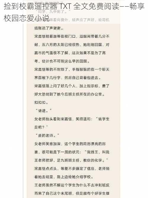 捡到校霸遥控器 TXT 全文免费阅读——畅享校园恋爱小说