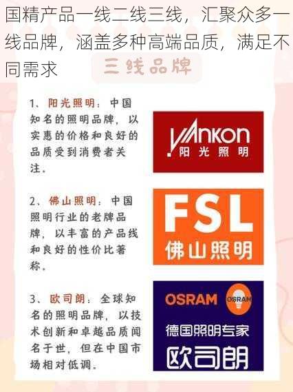 国精产品一线二线三线，汇聚众多一线品牌，涵盖多种高端品质，满足不同需求