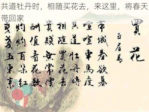 共道牡丹时，相随买花去，来这里，将春天带回家