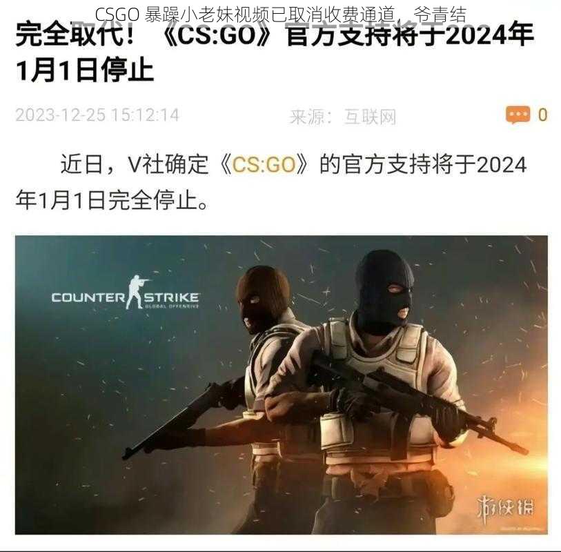 CSGO 暴躁小老妹视频已取消收费通道，爷青结