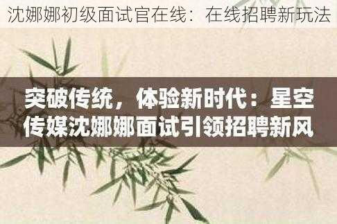 沈娜娜初级面试官在线：在线招聘新玩法