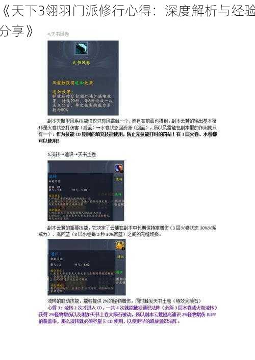 《天下3翎羽门派修行心得：深度解析与经验分享》