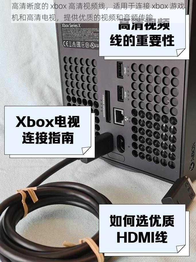 高清晰度的 xbox 高清视频线，适用于连接 xbox 游戏机和高清电视，提供优质的视频和音频传输