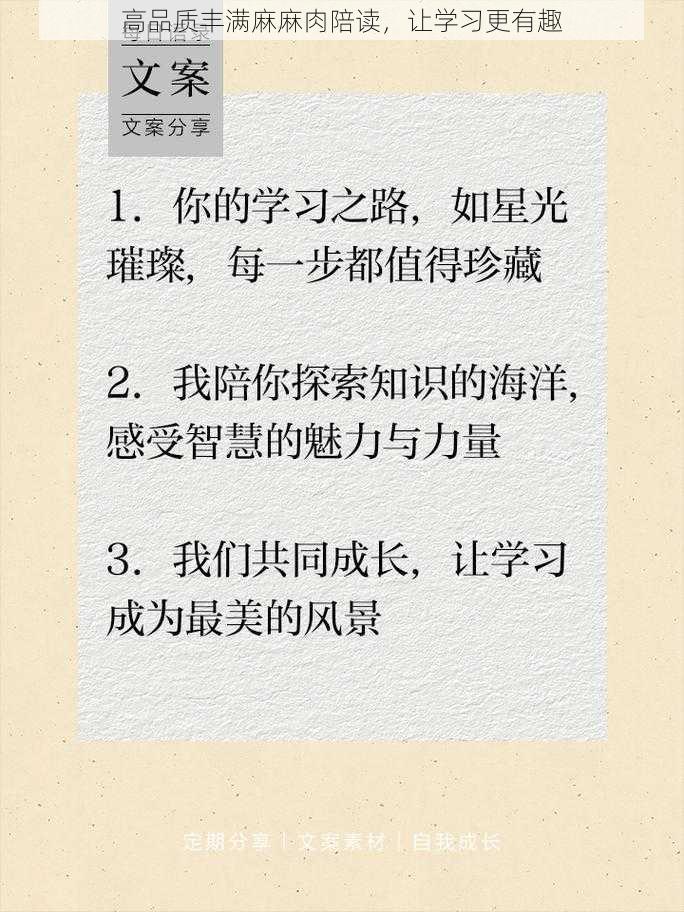 高品质丰满麻麻肉陪读，让学习更有趣