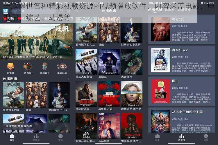 一款提供各种精彩视频资源的视频播放软件，内容涵盖电影、电视剧、综艺、动漫等