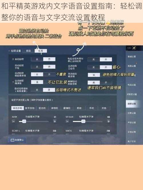 和平精英游戏内文字语音设置指南：轻松调整你的语音与文字交流设置教程