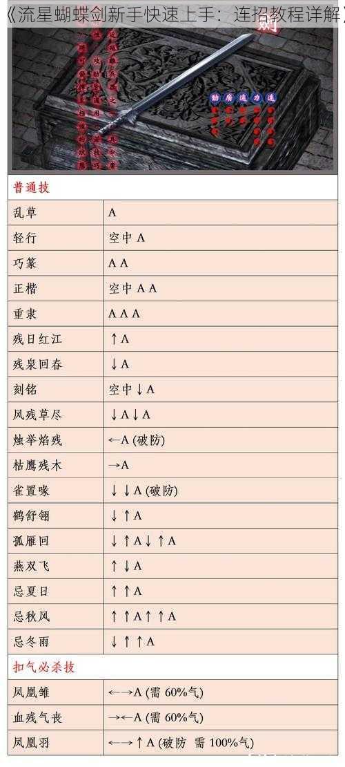 《流星蝴蝶剑新手快速上手：连招教程详解》