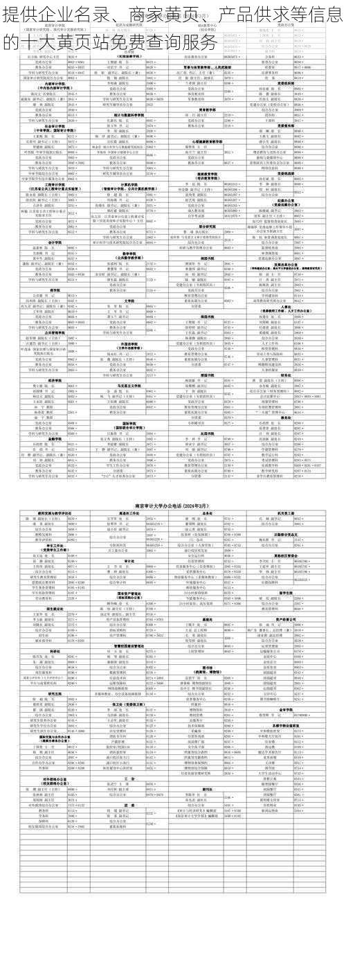 提供企业名录、商家黄页、产品供求等信息的十大黄页站免费查询服务