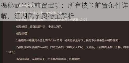 揭秘武当派前置武功：所有技能前置条件详解，江湖武学奥秘全解析