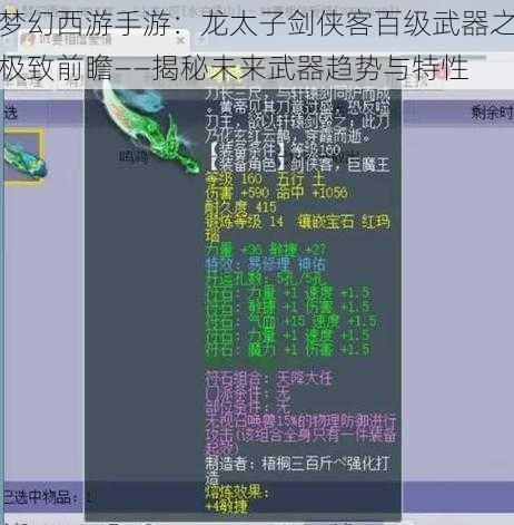 梦幻西游手游：龙太子剑侠客百级武器之极致前瞻——揭秘未来武器趋势与特性