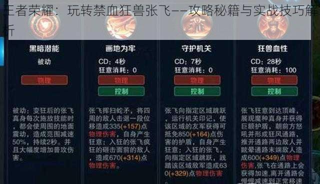 王者荣耀：玩转禁血狂兽张飞——攻略秘籍与实战技巧解析