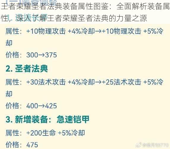 王者荣耀圣者法典装备属性图鉴：全面解析装备属性，深入了解王者荣耀圣者法典的力量之源