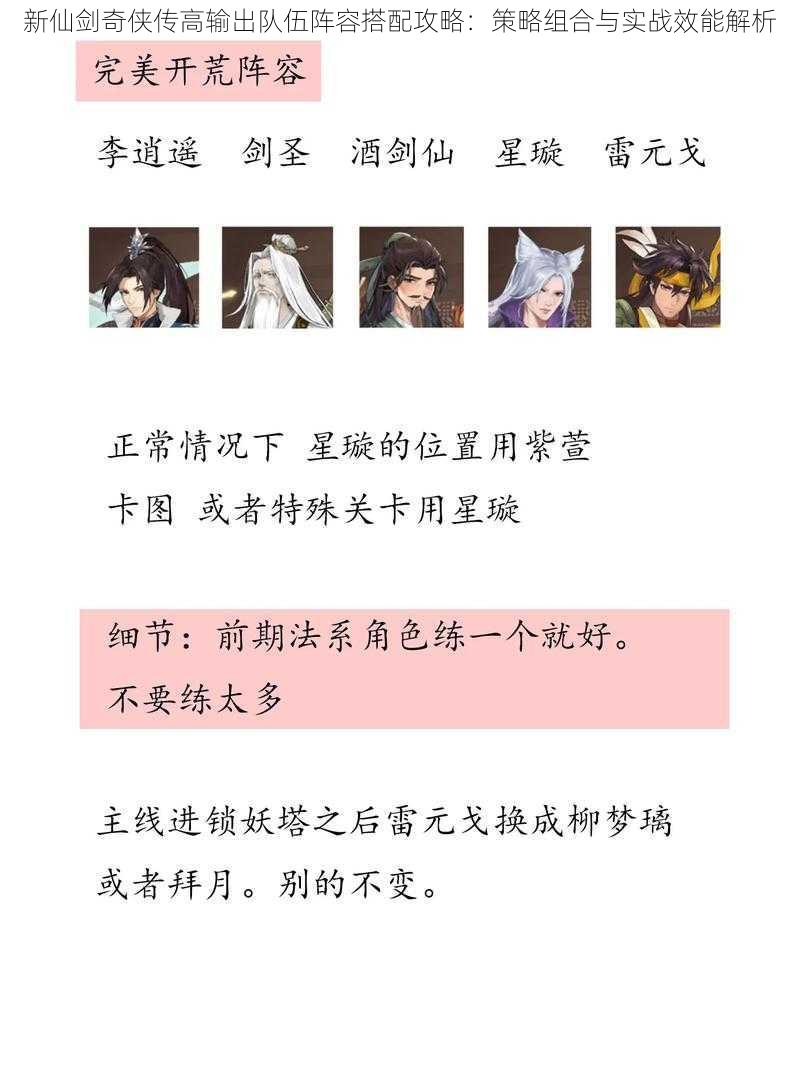 新仙剑奇侠传高输出队伍阵容搭配攻略：策略组合与实战效能解析