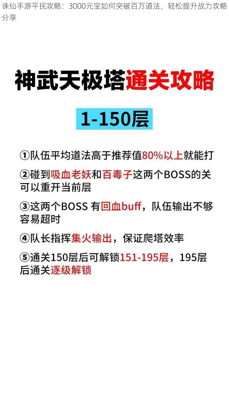 诛仙手游平民攻略：3000元宝如何突破百万道法，轻松提升战力攻略分享