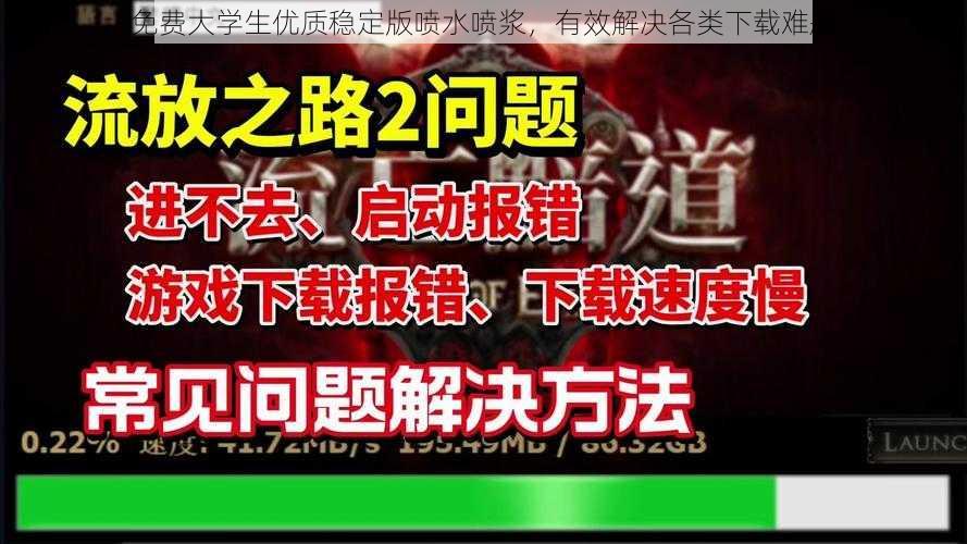 免费大学生优质稳定版喷水喷浆，有效解决各类下载难题