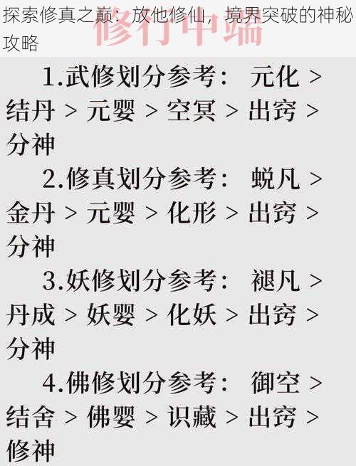 探索修真之巅：放他修仙，境界突破的神秘攻略