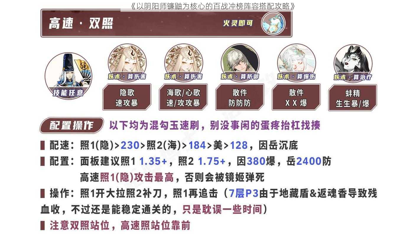 《以阴阳师镰鼬为核心的百战冲榜阵容搭配攻略》