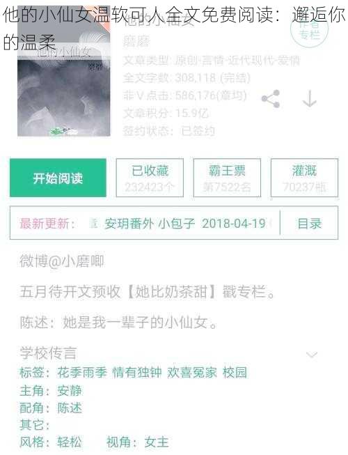 他的小仙女温软可人全文免费阅读：邂逅你的温柔