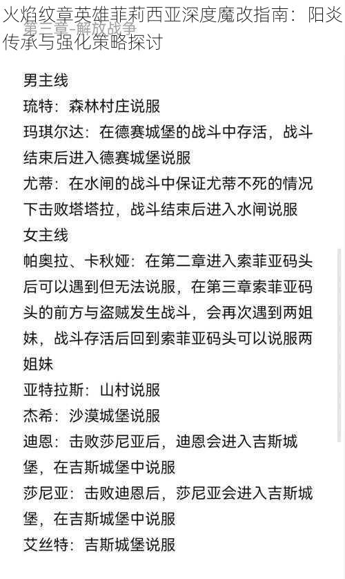 火焰纹章英雄菲莉西亚深度魔改指南：阳炎传承与强化策略探讨