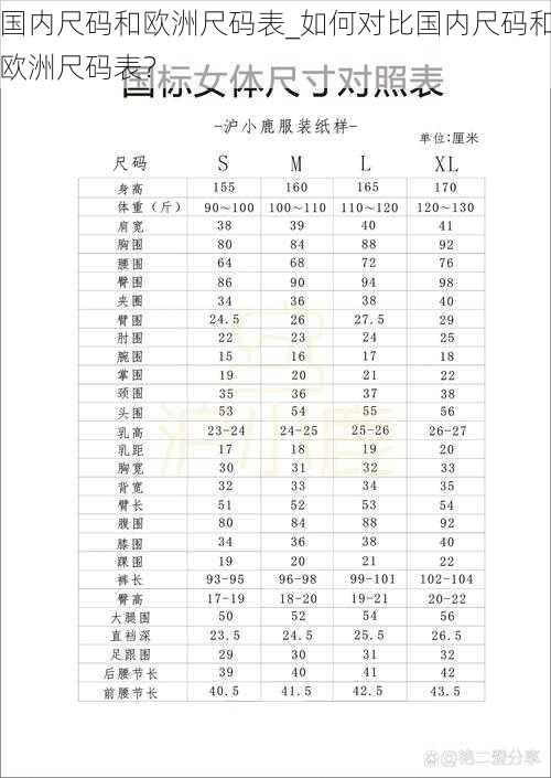 国内尺码和欧洲尺码表_如何对比国内尺码和欧洲尺码表？