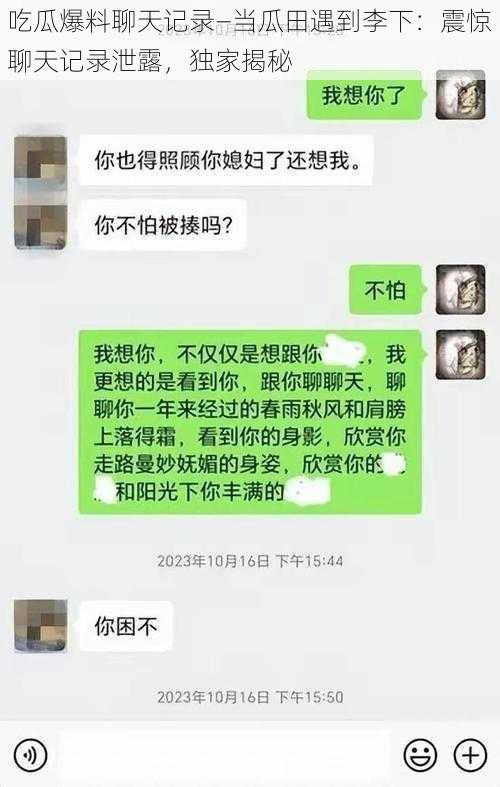 吃瓜爆料聊天记录—当瓜田遇到李下：震惊聊天记录泄露，独家揭秘