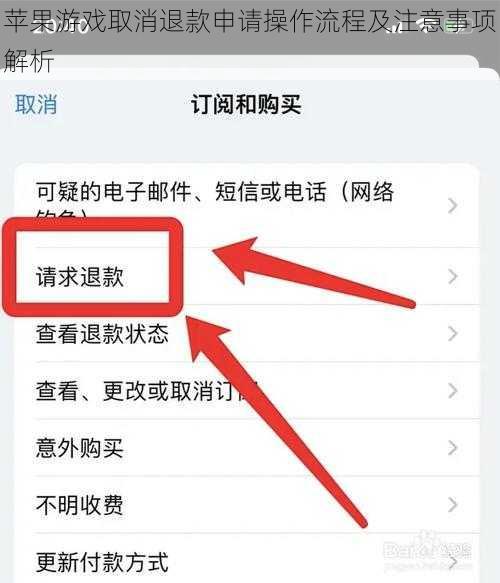 苹果游戏取消退款申请操作流程及注意事项解析