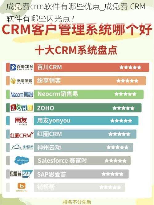 成免费crm软件有哪些优点_成免费 CRM 软件有哪些闪光点？