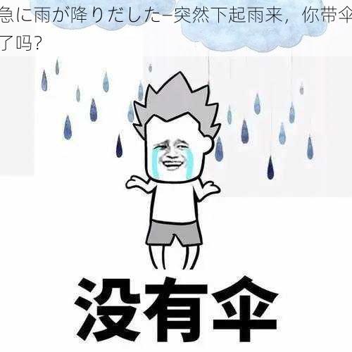 急に雨が降りだした—突然下起雨来，你带伞了吗？