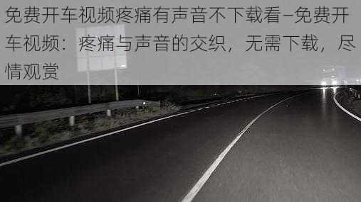 免费开车视频疼痛有声音不下载看—免费开车视频：疼痛与声音的交织，无需下载，尽情观赏