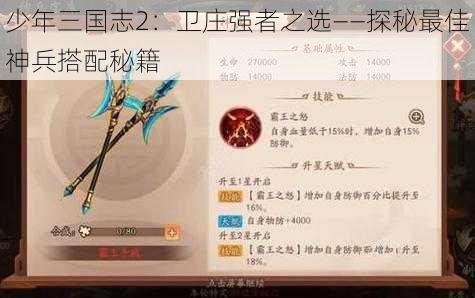 少年三国志2：卫庄强者之选——探秘最佳神兵搭配秘籍