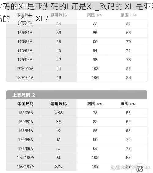 欧码的XL是亚洲码的L还是XL_欧码的 XL 是亚洲码的 L 还是 XL？