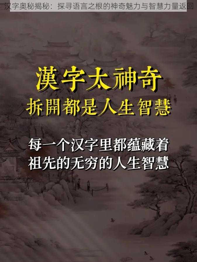 汉字奥秘揭秘：探寻语言之根的神奇魅力与智慧力量返回