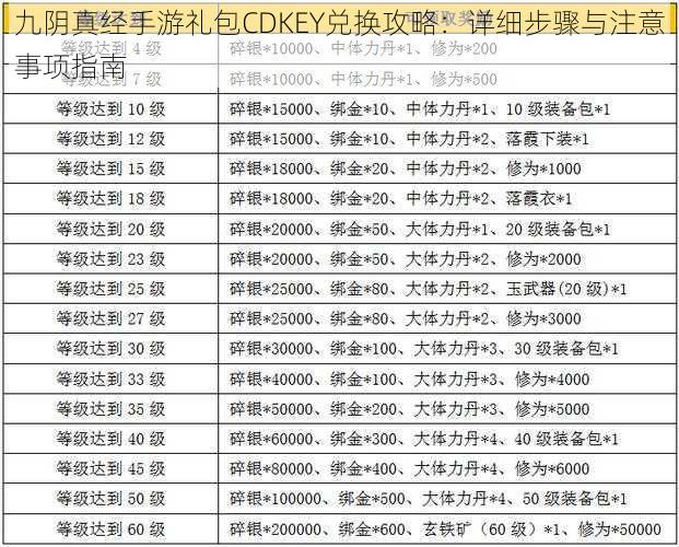 九阴真经手游礼包CDKEY兑换攻略：详细步骤与注意事项指南