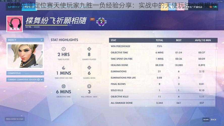 守望先锋定位赛天使玩家九胜一负经验分享：实战中的天使玩法心得揭秘